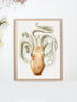 raw wood framed velodona octopus illustration print wall art